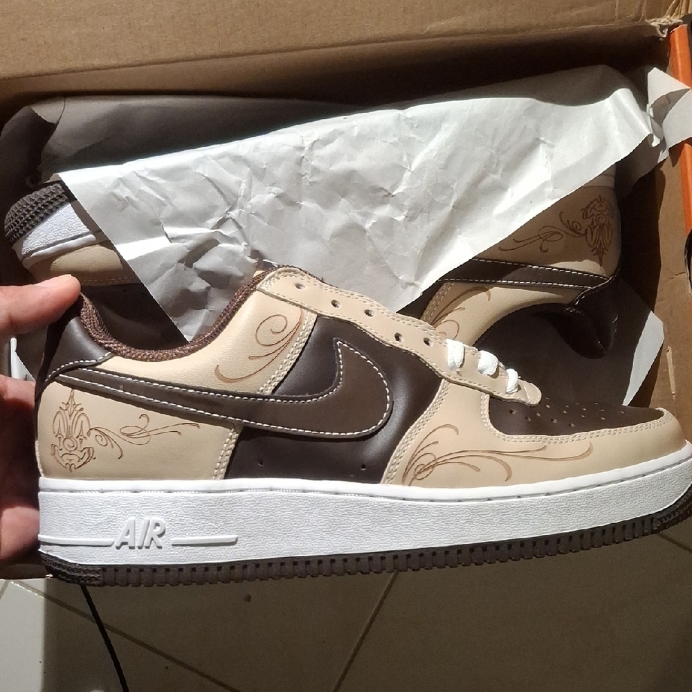 Nike Air Force 1 Low Brown and Cream Sneakers